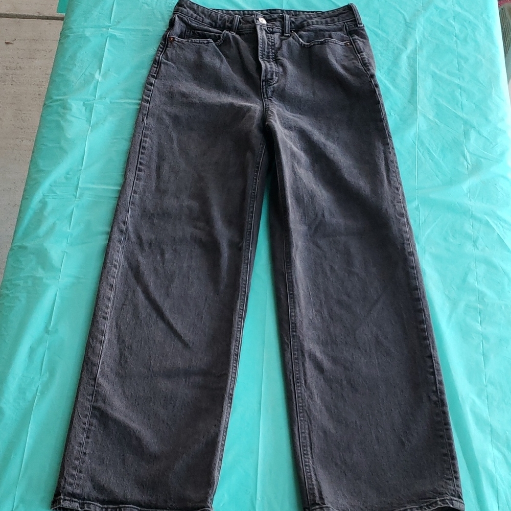 Old Navy Women's Black Extra High Rise SKY-HI WIDE LEG SIZE 8